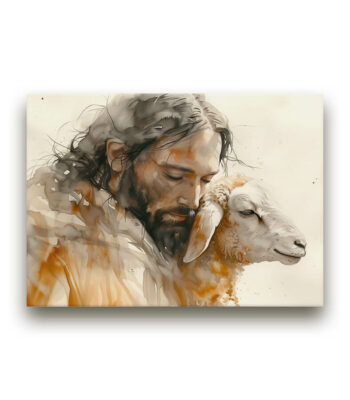 Jesus-and-the-Lamb-2-Mounted-Canvas-1