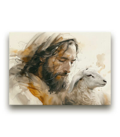 Jesus-and-the-Lamb-3-Mounted-Canvas-1