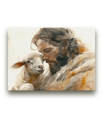 Jesus-and-the-Lamb-4-Mounted-Canvas-1