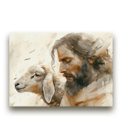 Jesus-and-the-Lamb-Mounted-Canvas-1